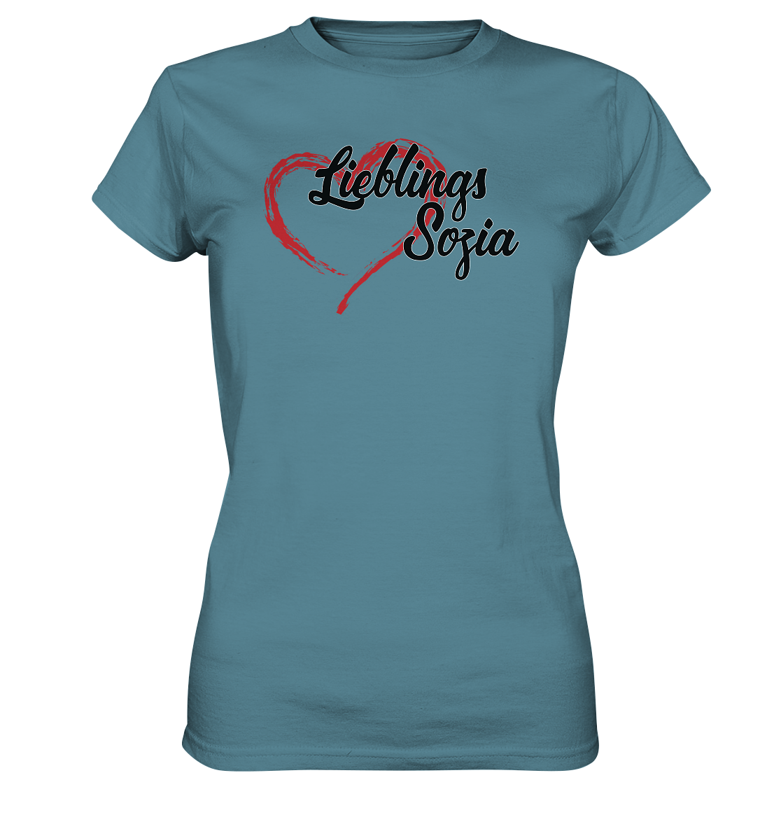 Stilisiertes Herz mit Pinselstrichen und Text "Lieblings Sozia" - Ladies Premium Shirt