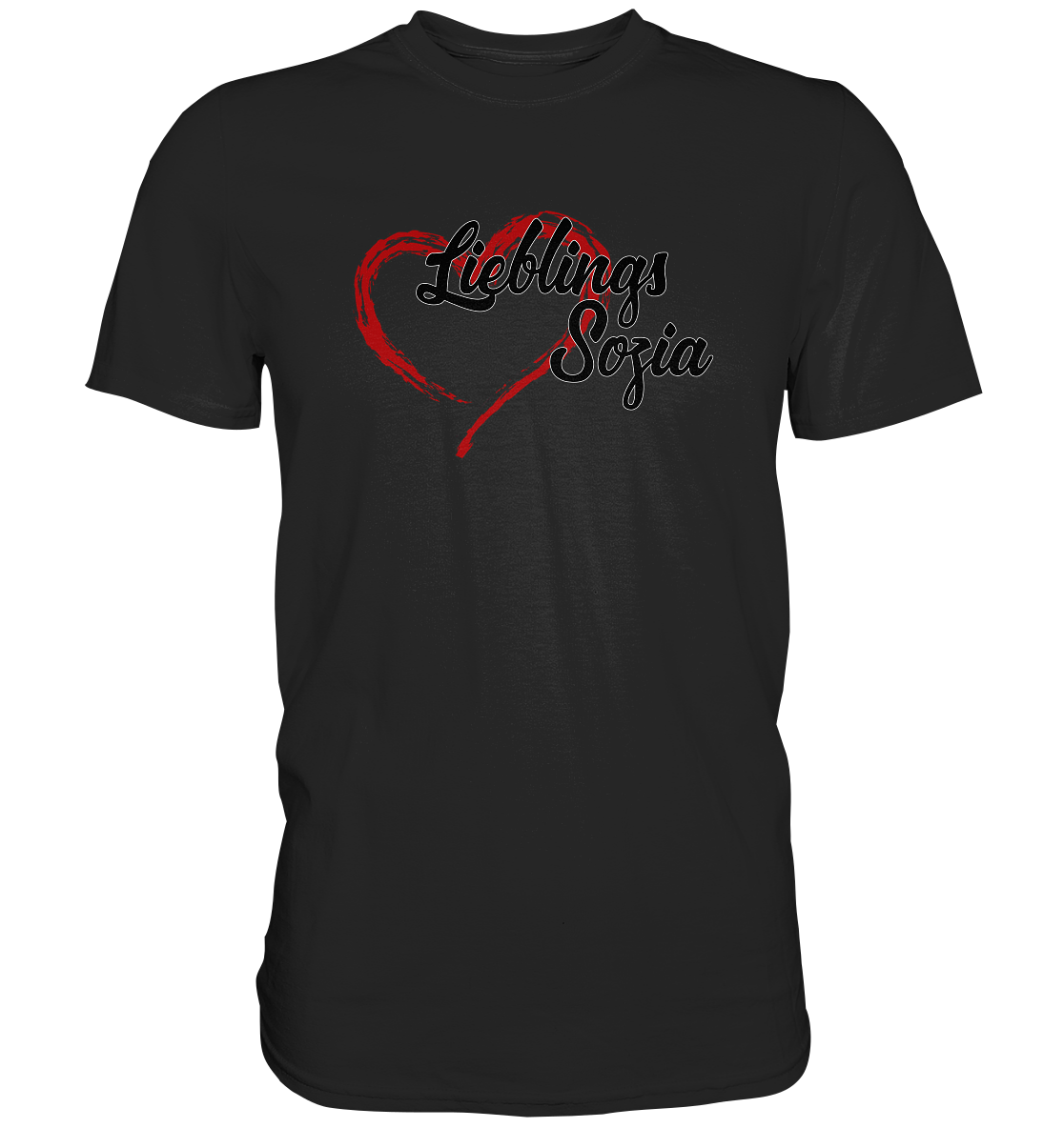 Stilisiertes Herz mit Pinselstrichen und Text "Lieblings Sozia" - Premium Shirt
