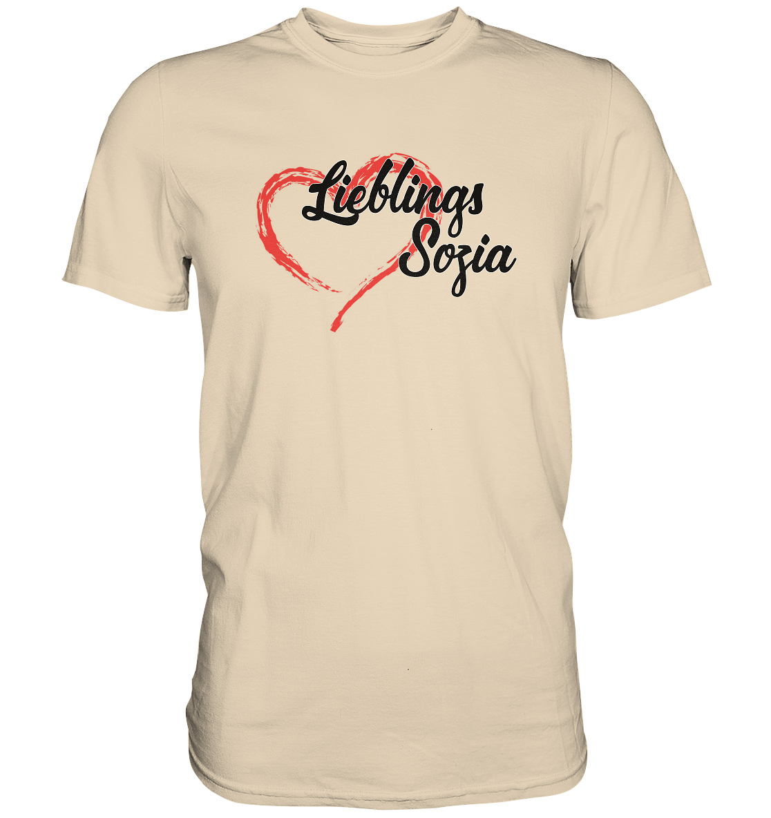 Stilisiertes Herz mit Pinselstrichen und Text "Lieblings Sozia" - Premium Shirt
