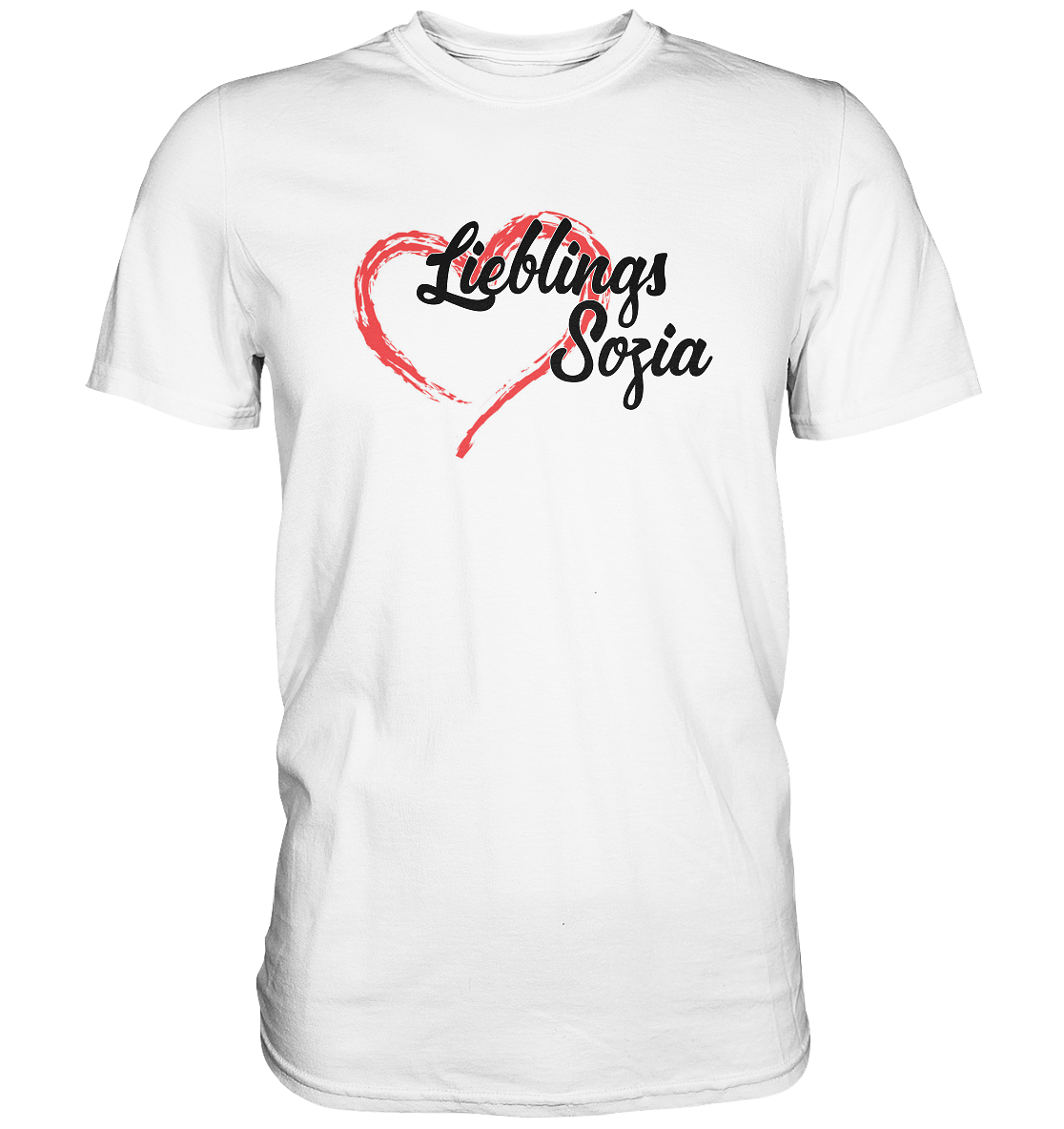 Stilisiertes Herz mit Pinselstrichen und Text "Lieblings Sozia" - Premium Shirt