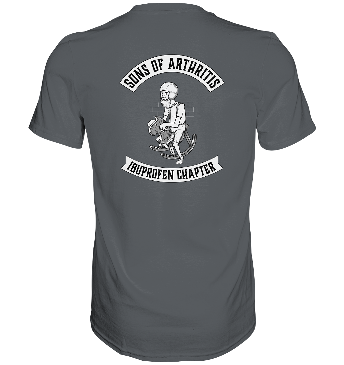 Sons of Arthritis - Ibuprofen Chapter Premium unisex shirt. Motiv Rückseite.