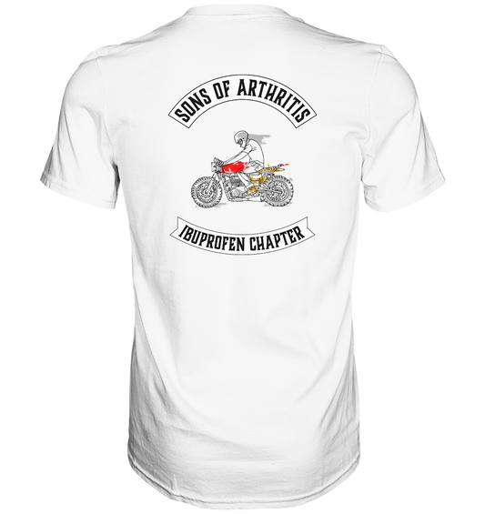 Sons of Arthritis - Ibuprofen Chapter Premium unisex shirt. Motiv Rückseite.