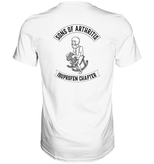 Sons of Arthritis - Ibuprofen Chapter Premium unisex shirt. Motiv Rückseite.