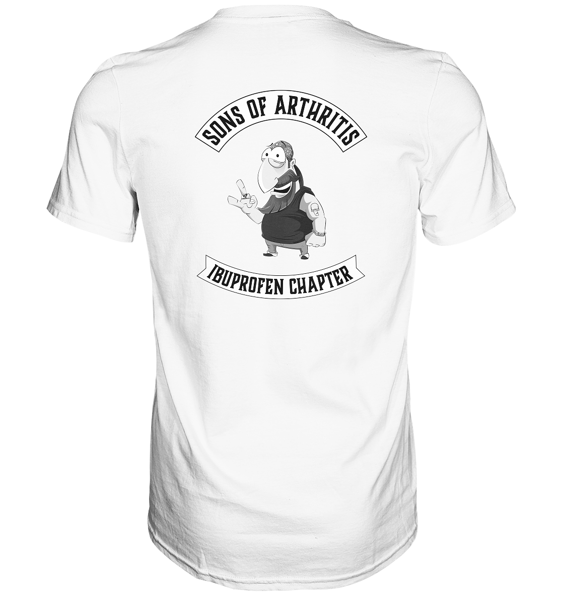 Sons of Arthritis - Ibuprofen Chapter Premium unisex shirt. Motiv Rückseite.