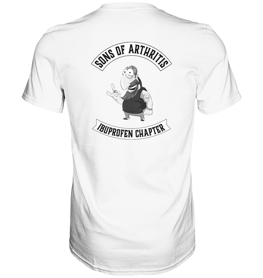 Sons of Arthritis - Ibuprofen Chapter Premium unisex shirt. Motiv Rückseite.