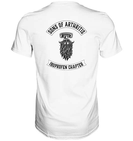 Sons of Arthritis - Ibuprofen Chapter Premium unisex shirt. Motiv Rückseite.