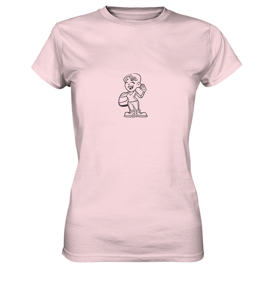 Motiv: Motorradfahrerin Cartoon (schwarz) - Ladies premium Shirt - verschiedene Farben
