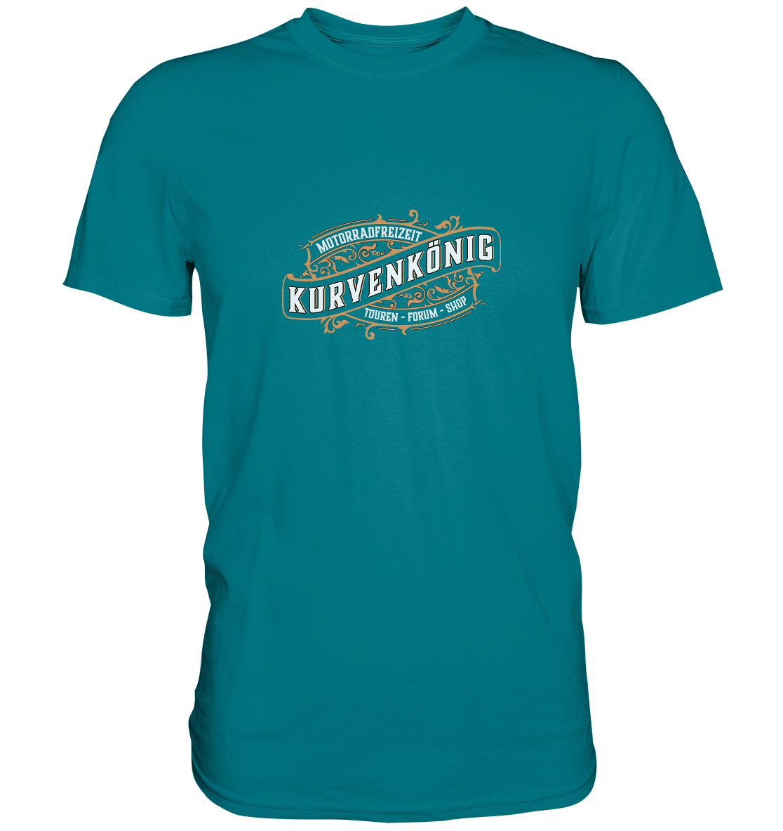 Kurvenkönig & Motorradfreizeit plakativer Schriftzug - Premium Unisex Shirt - mehrere Farben