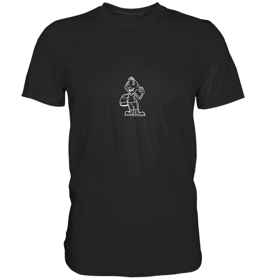 Motorradfahrer Cartoon Biky (weiß) - Premium Unisex Shirt - mehrere Farben