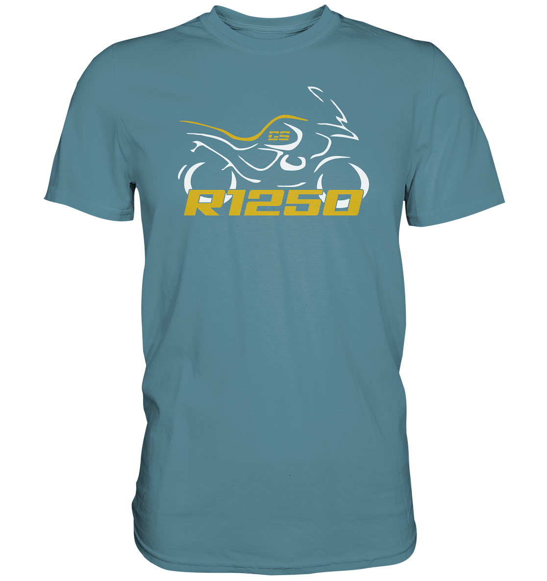 R1250GS stilisiertes Bike mit Schriftzug - Premium unisex Shirt