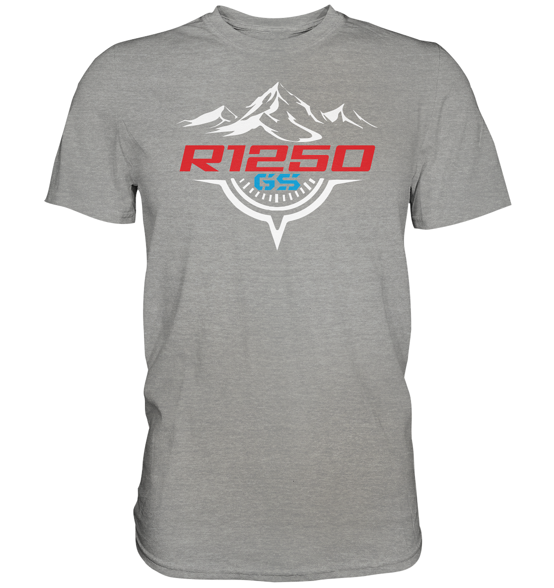 R1250GS mit Kompass und Bergen - Premium unisex Shirt