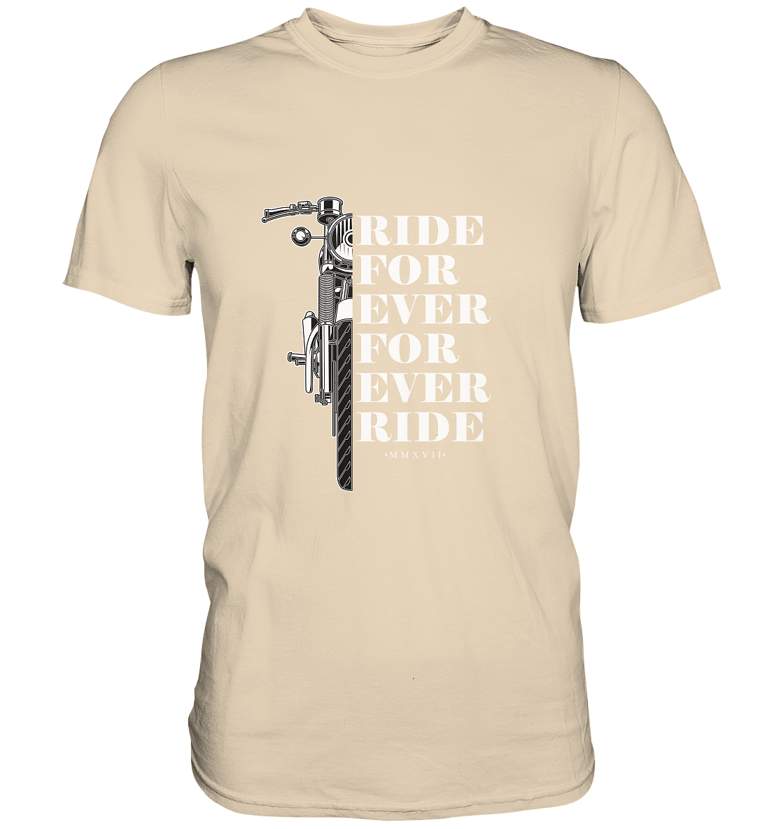 RESTPOSTEN Motorrad mit Spruch Ride for ever... - Premium Unisex Shirt, Größe XL