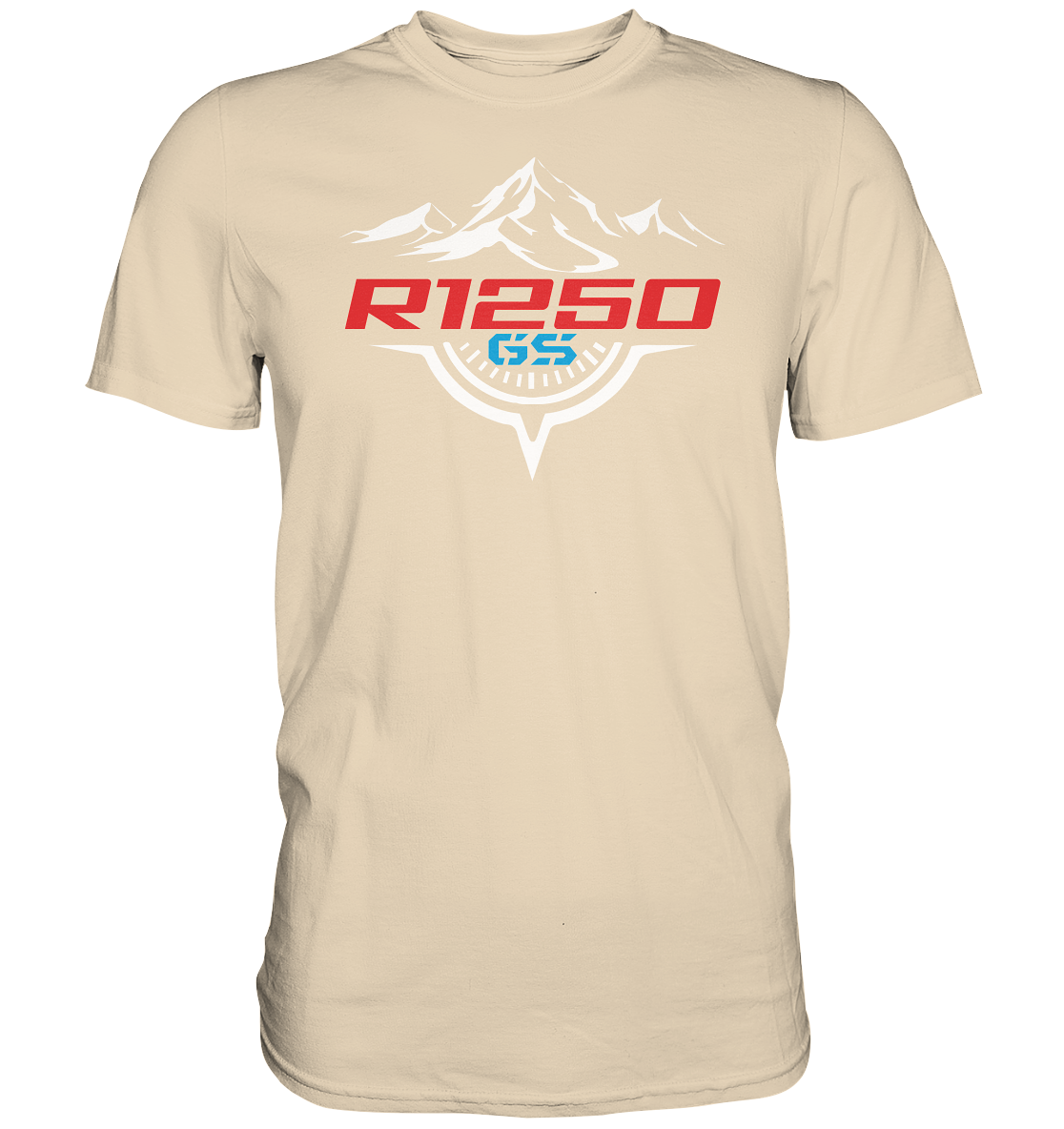 R1250GS mit Kompass und Bergen - Premium unisex Shirt