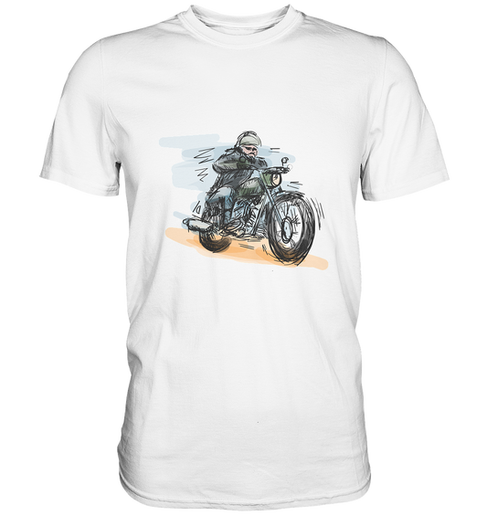 Stilisierter Biker - Premium Unisex Shirt - Nur als weißes Shirt lieferbar