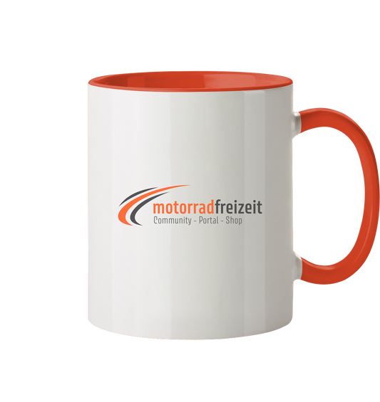 Tasse zweifarbig mit MotorradFreizeit Logo