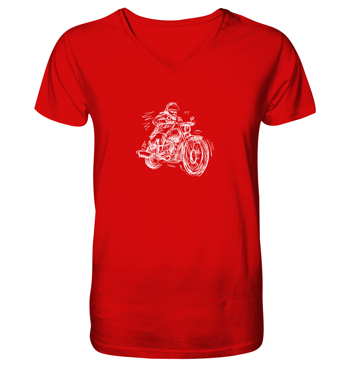 Stilisierter Biker weiß - Premium V-Neck Shirt - mehrere Farben