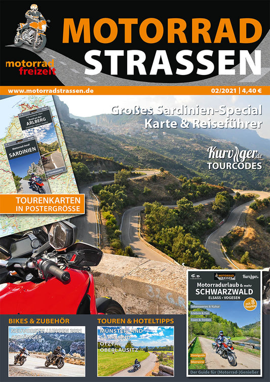 Motorradstrassen/Motorradfreizeit Ausgabe 02-2021 mit 2 Tourenkarten - Sonderpreis