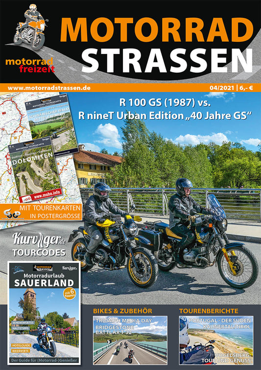 Motorradstrassen/Motorradfreizeit Ausgabe 04-2021 mit 2 Tourenkarten - Sonderpreis