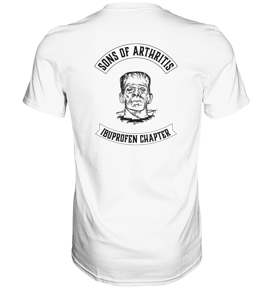 Sons of Arthritis - Frankenstein - Premium Shirt. Motiv Rückseite.