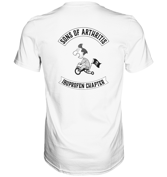 Sons of Arthritis - Ibuprofen Chapter Premium unisex shirt. Motiv Rückseite.