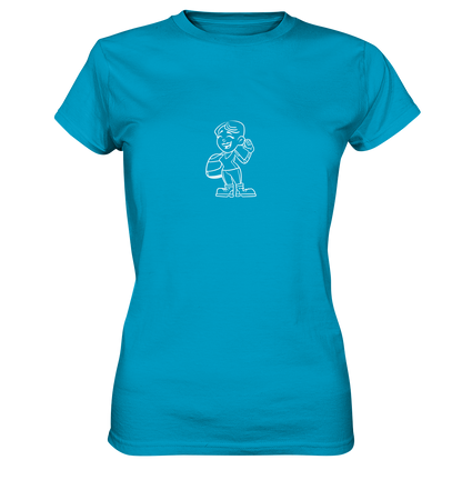 Motiv: Motorradfahrerin Cartoon (weiß) - Ladies premium Shirt - verschiedene Farben