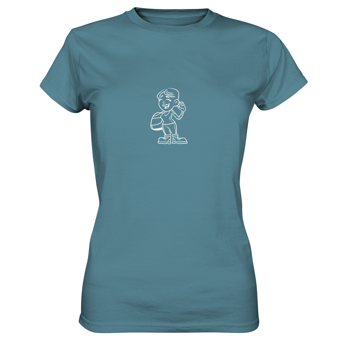 Motiv: Motorradfahrerin Cartoon (weiß) - Ladies premium Shirt - verschiedene Farben