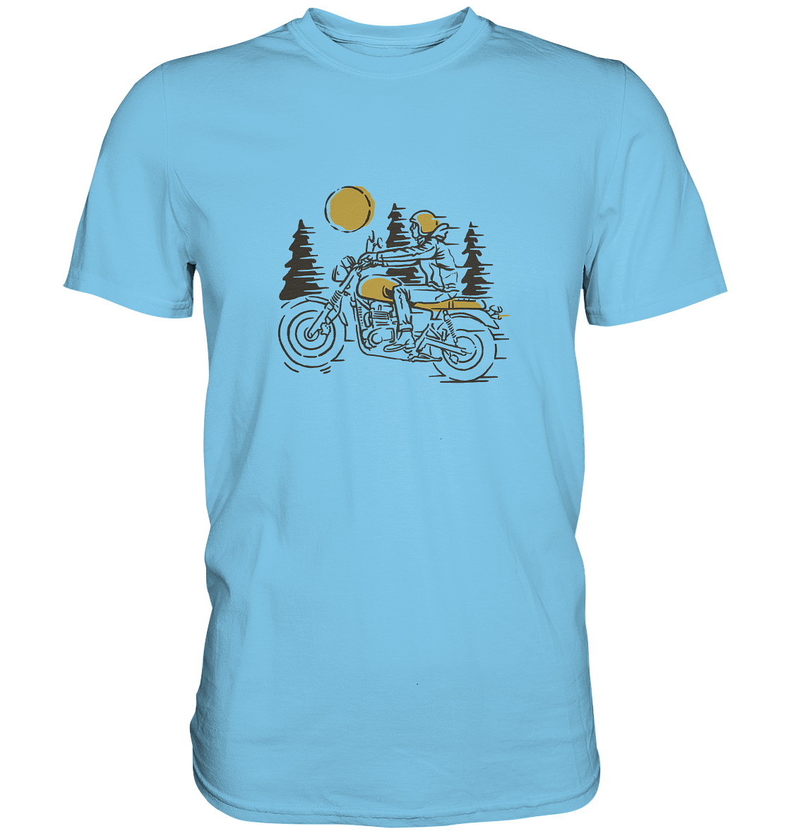 Motorradfahrer mit Landschaft stilisiert - Premium Unisex Shirt - mehrere Farben