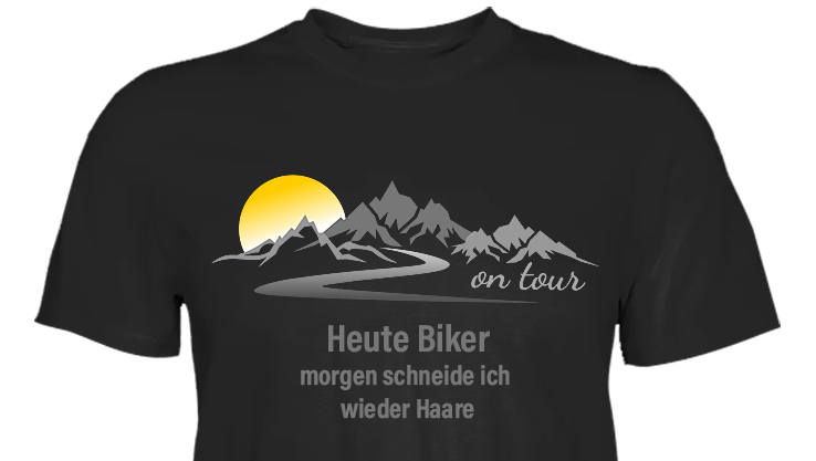 Personalisierbares Bikershirt mit Landschaft und Spruch "On-Tour" - Premium Shirt